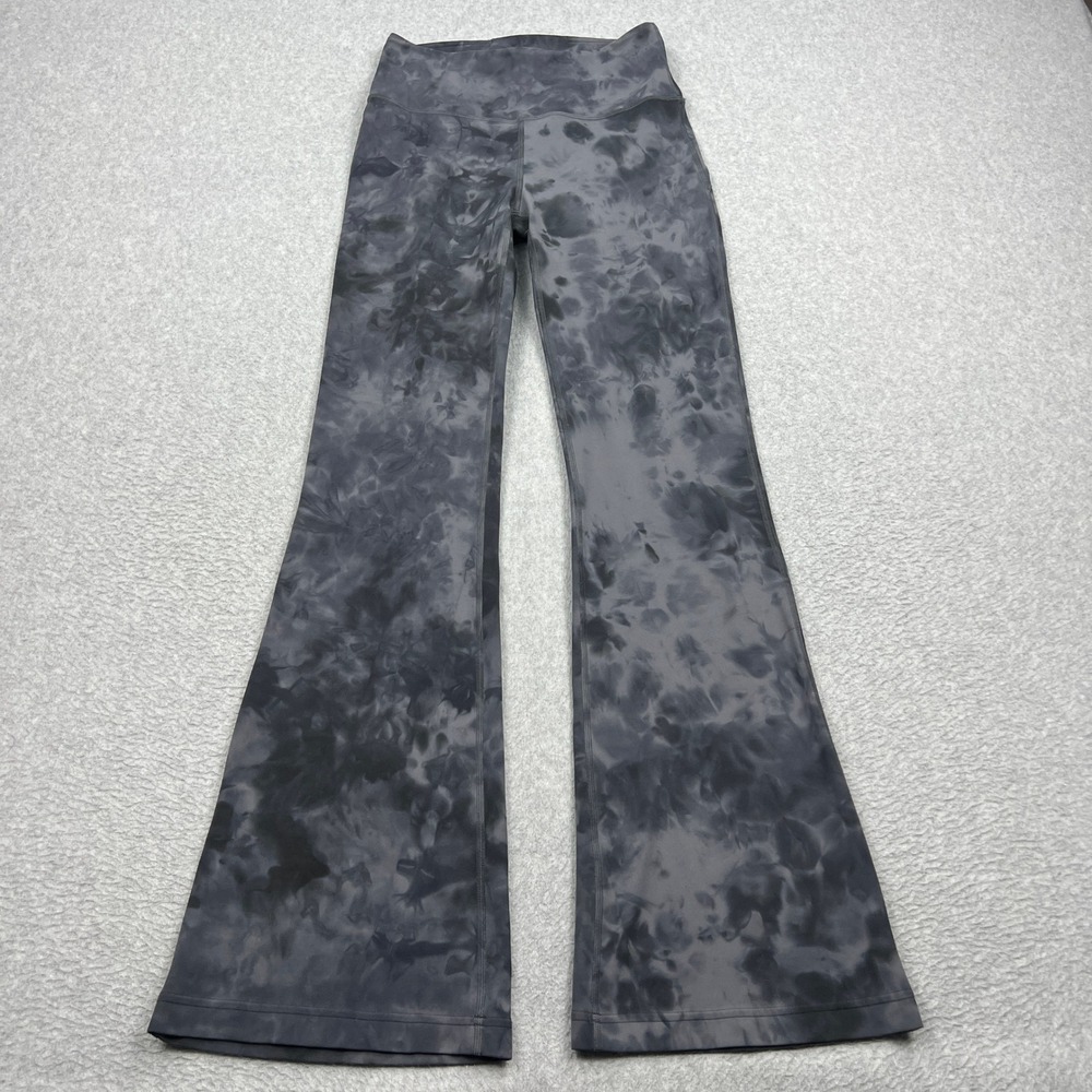 Lululemon‎ Groove Flared Pant Womens 8 Grey Tie Dye Super High Rise Nulu W5ENSS
